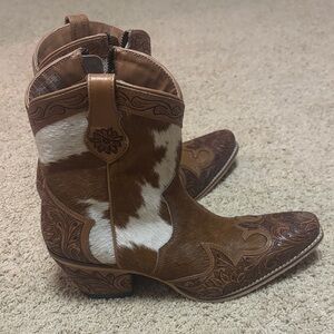 Myra Bag Brown and White Cowhide Western Boots